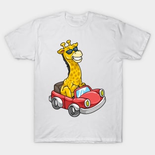 Giraffe with Sunglasses and Car T-Shirt